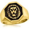 Blackjack Stainless Steel Lion Signet Ring In Gold