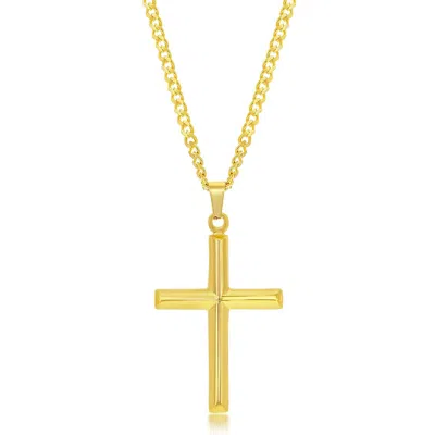 Blackjack Stainless Steel Polished 3d Cross Necklace - Gold Plated