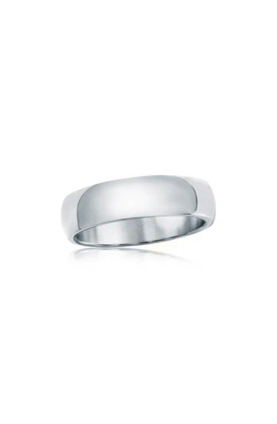 Blackjack Stainless Steel Polished Ring In Silver