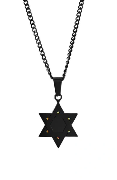 Blackjack Star Of David Pendant Necklace In Black