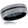 Blackjack Stripe Tungsten Ring In Gray