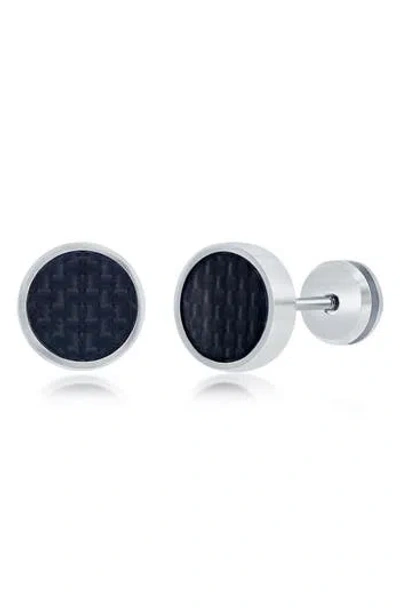 Blackjack Stud Earrings In Black/silver
