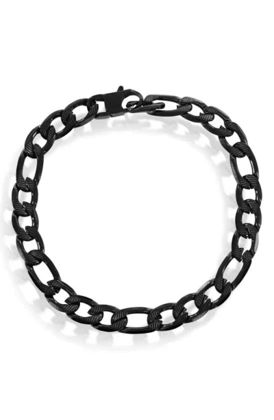 Blackjack Textured 8mm Figaro Chain Bracelet In Black