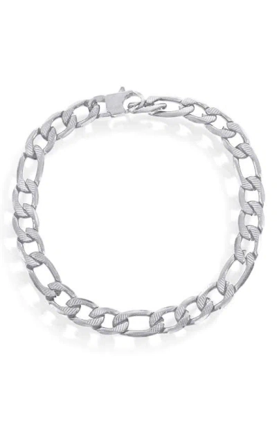 Blackjack Textured 8mm Figaro Chain Bracelet In Silver