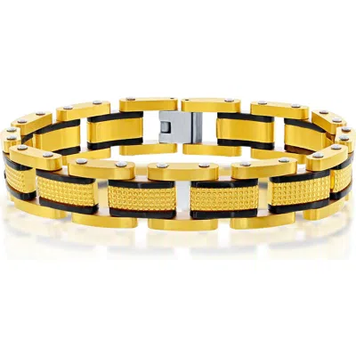 Blackjack Textured Link Bracelet In Gold
