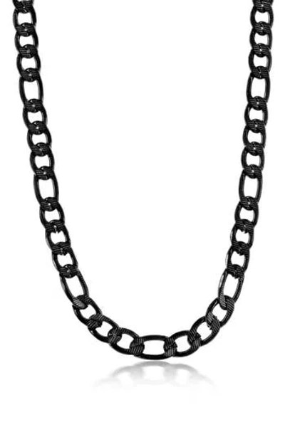 Blackjack Textured Stainless Steel Figaro Chain Necklace