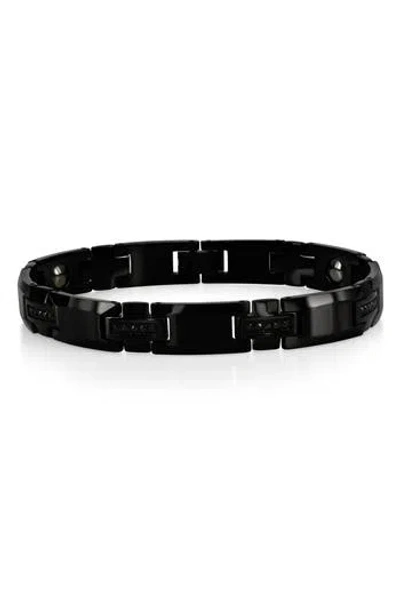 Blackjack Tungsten Cubic Zirconia Magnetic Link Bracelet
