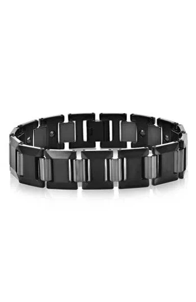 Blackjack Tungsten Puzzle Link Bracelet In Black