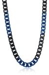 Blackjack Two-tone Cuban Chain Necklace In Black/blue