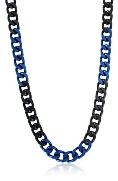 Blackjack Two-tone Cuban Chain Necklace In Black/blue
