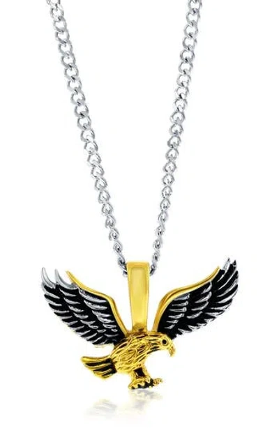 Blackjack Two-tone Eagle Pendant Necklace In Multi