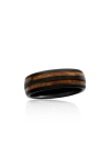 Blackjack Wood & Black Tungsten Band Ring In Brown
