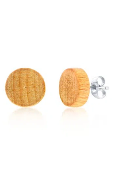 Blackjack Wood Stud Earrings In Gold
