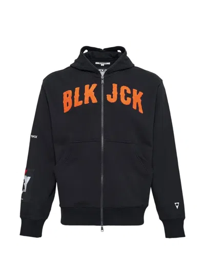 Blackjack Zip-fastening Logo-detail Hoodie In Black
