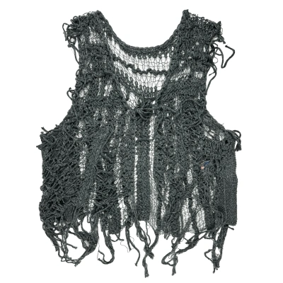 Pre-owned Blackmeans Grey Distressed Knit Vest