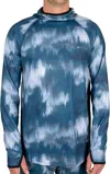 BLACKSTRAP MEN'S SUMMIT HOODED BASELAYER TOP IN GLITCH BLUE