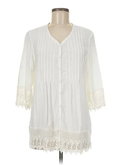 Pre-owned Blair 3/4 Sleeve Blouse In White