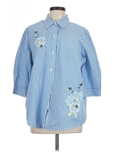 Pre-owned Blair 3/4 Sleeve Button Down Shirt In Blue