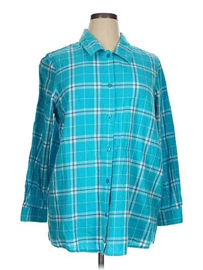 Pre-owned Blair 3/4 Sleeve Button Down Shirt In Blue