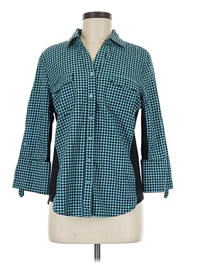 Pre-owned Blair 3/4 Sleeve Button Down Shirt In Blue