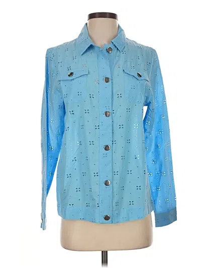 Pre-owned Blair 3/4 Sleeve Button Down Shirt In Blue