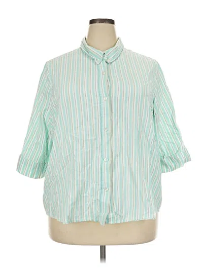 Pre-owned Blair 3/4 Sleeve Button Down Shirt In Green