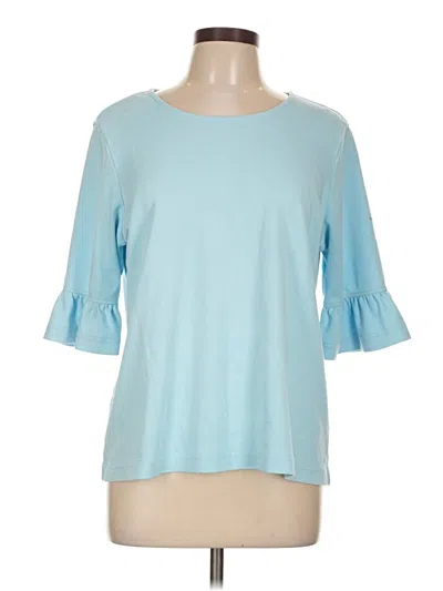 Pre-owned Blair 3/4 Sleeve Top Blue Boatneck Tops