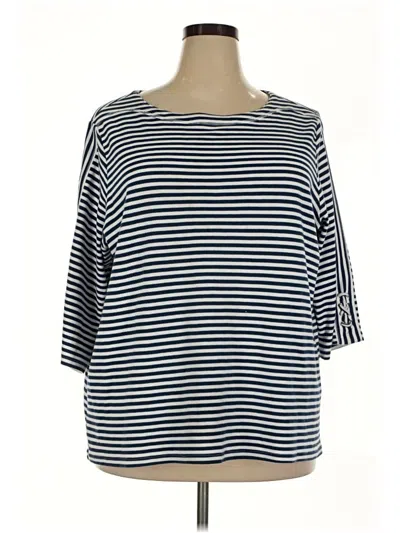 Pre-owned Blair 3/4 Sleeve Top Blue Boatneck Tops