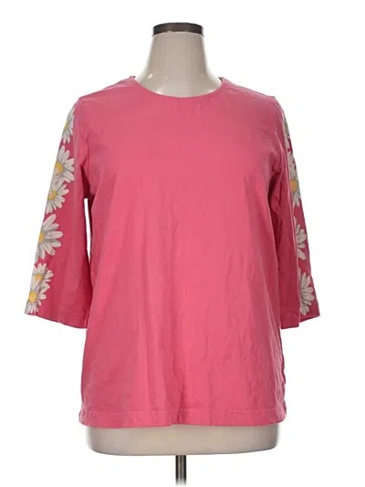Pre-owned Blair 3/4 Sleeve Top Pink Crew Neck Tops