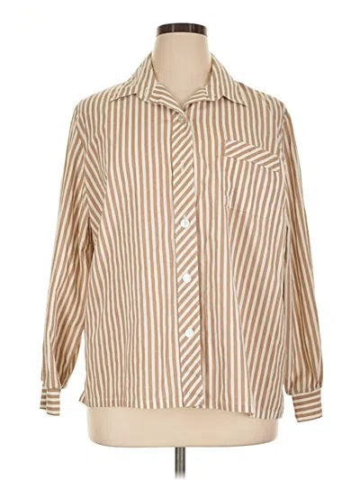 Pre-owned Blair Long Sleeve Blouse In Tan