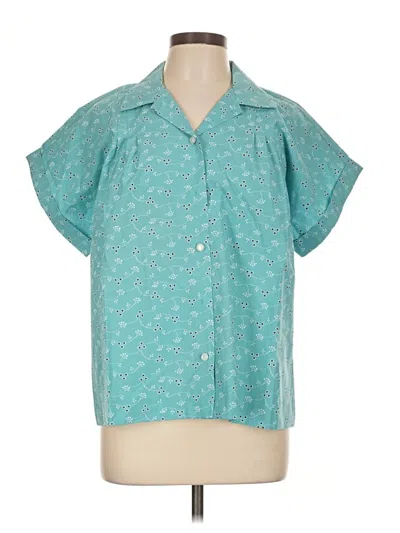 Pre-owned Blair Short Sleeve Blouse In Blue