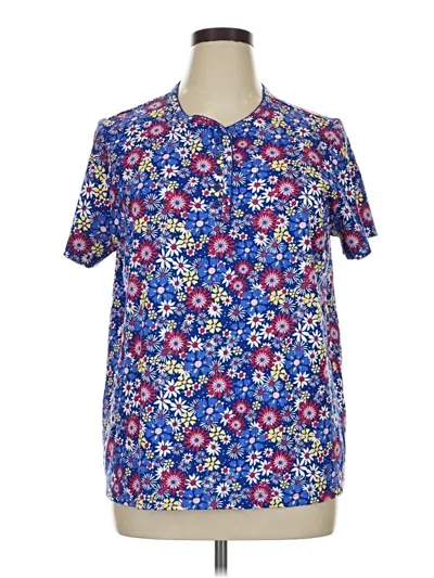 Pre-owned Blair Short Sleeve Blouse In Blue