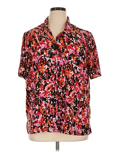 Pre-owned Blair Short Sleeve Blouse In Red