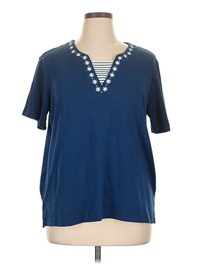 Pre-owned Blair Short Sleeve Top Blue V Neck Tops