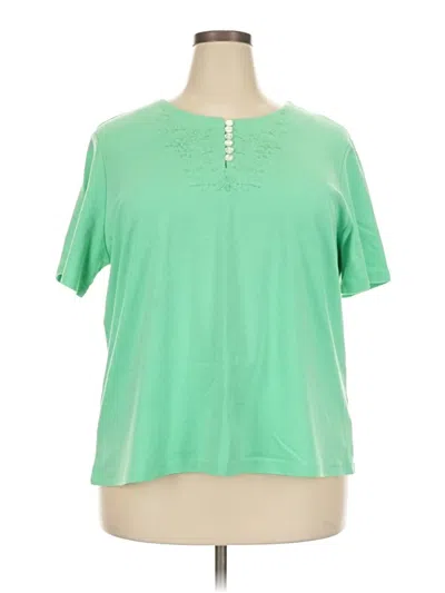 Pre-owned Blair Short Sleeve Top Green Keyhole Neckline Tops