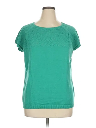 Pre-owned Blair Short Sleeve Top Teal Boatneck Tops In Blue