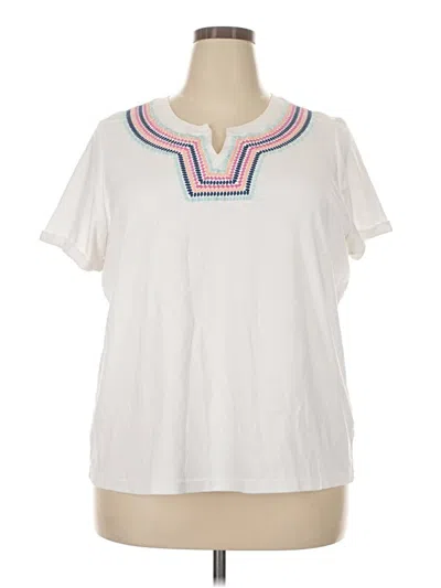 Pre-owned Blair Short Sleeve Top White Collared Neckline Tops