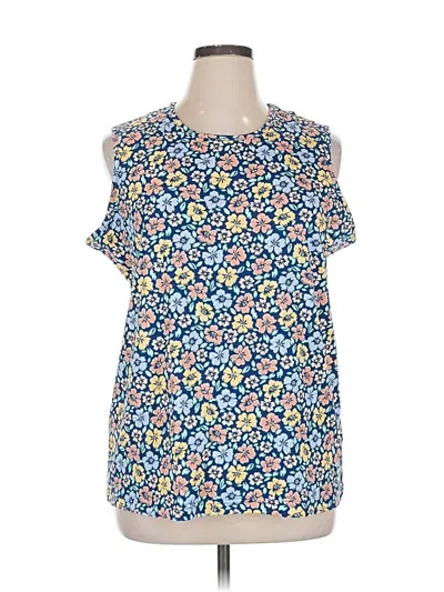 Pre-owned Blair Sleeveless Blouse In Blue