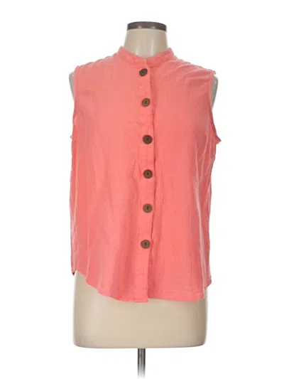 Pre-owned Blair Sleeveless Button Down Shirt In Orange