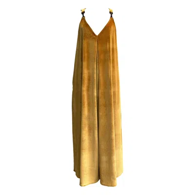 Blaise London Women's Neutrals / Gold / Yellow The Emerson Jumpsuit In Velvet - Gold In Gold/yellow