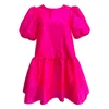 Blaise London Women's Pink / Purple The Blaise Mini Dress With Puff Sleeves - Cerise In Pink/purple
