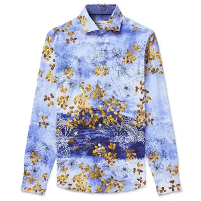 Blake Mill Men's Blue Japanese Flowers Shirt