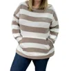 Blakeley Addison Stripe Sweatshirt In White/grey In Multi