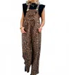 Blakeley Animal Print Ribbed Overalls - Plus In Brown In Multi