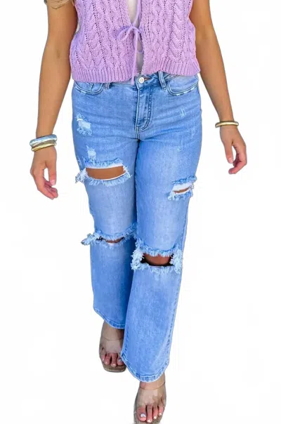 Blakeley Ashland Distressed Straight Jeans In Light Wash In Blue