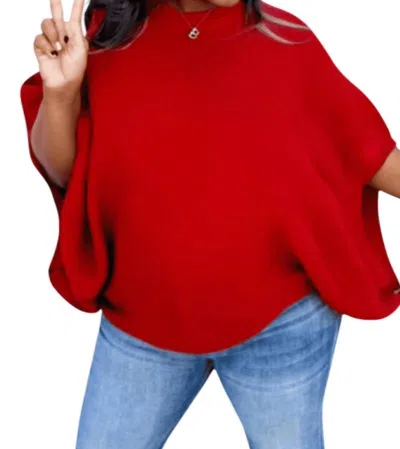 Blakeley Aura Pullover Poncho Sweater In Red