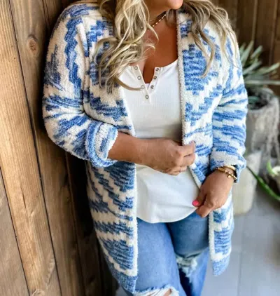 Blakeley Aztec Cozy Cardigan In Blue