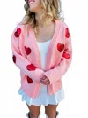 Blakeley Be Mine Sequin Heart Cardigans In Blush In Pink