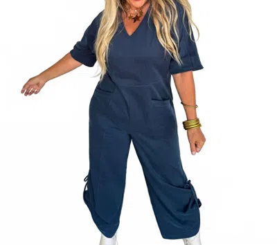 Blakeley Cam Luxe Loung Jumpsuit In Navy In Blue