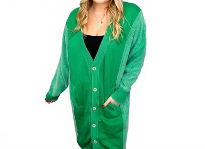 Blakeley Can You Not Cotton Blend Long Sleeve Cardigan In Green